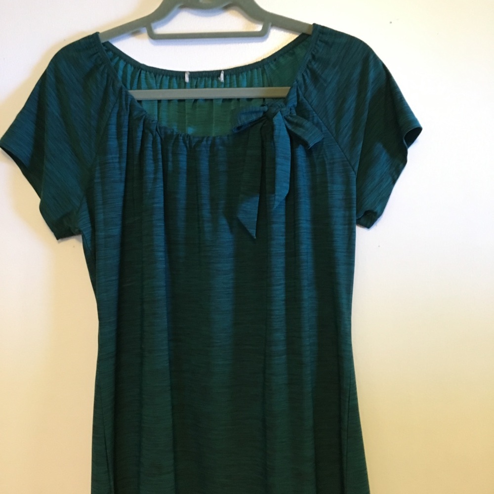 Teal bow neck Ann Taylor top